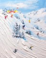 雪の山のスキーヤー ウォール アート スポーツ ホワイト スノー スキー コテージ バイ ナイフ